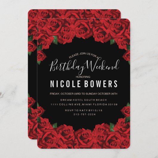 誕生日週末の予定招待状 招待状 (正面/裏面)