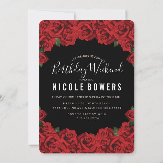 誕生日週末の予定 招待状 (正面)