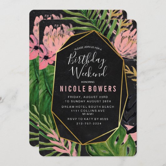 誕生日週末旅行招待状 招待状 (正面/裏面)