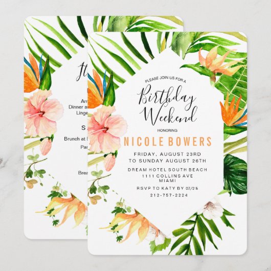 誕生日週末旅行招待状 招待状 (正面/裏面)