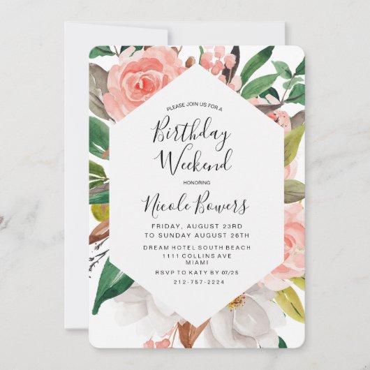 誕生日週末旅行招待状 招待状 (正面)