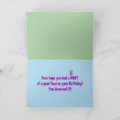 誕生日遅れ大きなフクロウ、サングラス、フート! カード (内部)