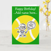誕生日選手の子ども用のテニスカード カード (黄色い花)
