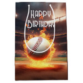 誕生日野球オンファイア ミディアムペーパーバッグ (正面)