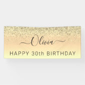 誕生日金ゴールドグリッターガーリー モダン 横断幕 (横)