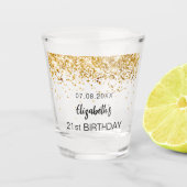 誕生日金ゴールドグリッタースパークル名 ショットグラス (正面)