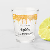 誕生日金ゴールドグリッタードライブ名 ショットグラス (正面)