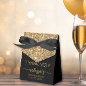 誕生日金ゴールドグリッターモノグラムスクリプトサンキューファ フェイバーボックス