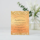 誕生日金ゴールドグリッター インビテーションポストカード (スタンド正面)
