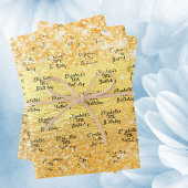 誕生日金ゴールドゴールデングリッター名 ラッピングペーパーシート