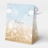 誕生日金ゴールドシャンパンライトブルーきらめく金ゴールド フェイバーボックス (裏面サイド)