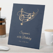 誕生日金ゴールドノートエレガントペデスタル標識 台座サイン (インサイチュ)