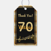 誕生日金ゴールドノート黒の音楽感謝してい名: ギフトタグ (正面)