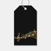 誕生日金ゴールドノート黒の音楽感謝してい名: ギフトタグ (裏面)