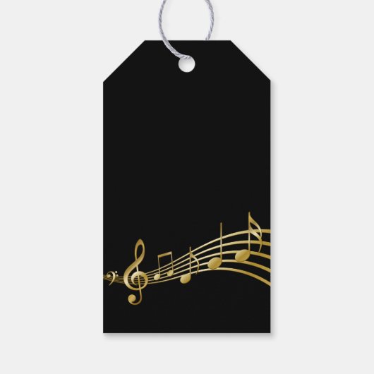 誕生日金ゴールドノート黒の音楽感謝してい名: ギフトタグ (裏面)
