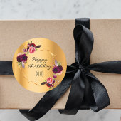 誕生日金ゴールドフローラ幾何学的燃焼 ラウンドシール