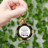 誕生日金ゴールドブラックトランプのポーカーチップラスベガスカジノ キーホルダー (手)