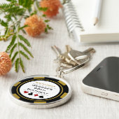 誕生日金ゴールドブラックトランプのポーカーチップラスベガスカジノ キーホルダー (側面)