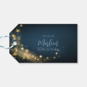 誕生日金ゴールドミッドナイトブルーきらめく金ゴールドきらめく ギフトタグ (裏面横)