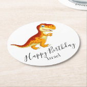 誕生日金ゴールド恐竜 ラウンドペーパーコースター (アングル)
