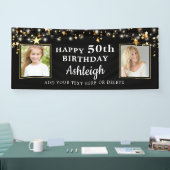 誕生日金ゴールド星ライト2あなたの色 横断幕 (トレードショー)