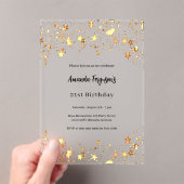 誕生日金ゴールド澄ん星 アクリル招待状 (インサイチュ (ポータブル))