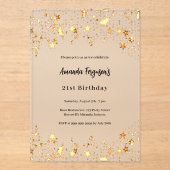 誕生日金ゴールド澄ん星 アクリル招待状 (正面)