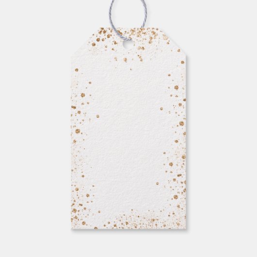 誕生日金ゴールド白グリッターバ感謝していロン ギフトタグ (裏面)