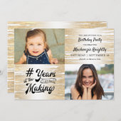 誕生日金属金ゴールド年の製造2写真 招待状 (正面/裏面)