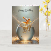 誕生日金魚が飛び出す カード (黄色い花)