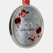 誕生日銀の花の幾何学的なブルゴーニュ メタルオーナメント (右)