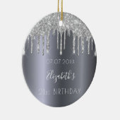 誕生日銀グリッターが友人から輝く輝き セラミックオーナメント (右)