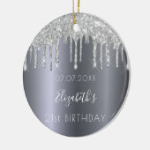 誕生日銀グリッターが友人から輝く輝き セラミックオーナメント (左)