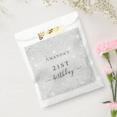 誕生日銀グリッターのキラキラの名前エレガント フェイバーバッグ (封をした状態)