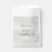 誕生日銀グリッターのキラキラの名前エレガント フェイバーバッグ (正面)