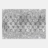 誕生日銀グリッターは金属モノグラムを乾燥させる ラッピングペーパーシート (正面)