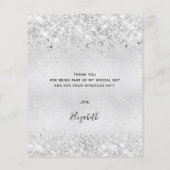 誕生日銀グリッターサンキューカード (裏面)
