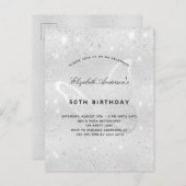 誕生日銀グリッターダストバタフライエレガント インビテーションポストカード (正面/裏面)
