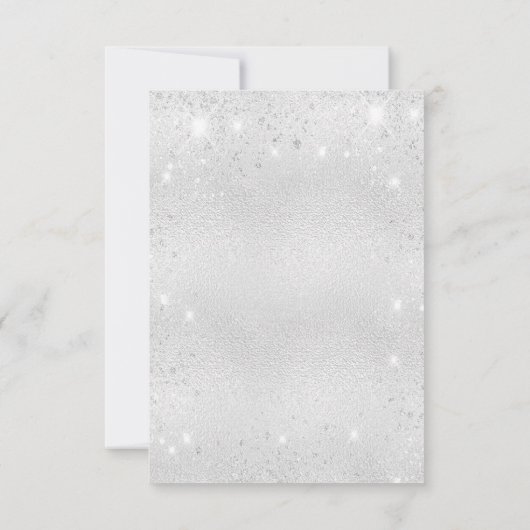誕生日銀グリッターダストバタフライエレガント 招待状 (裏面)