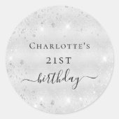 誕生日銀グリッターダストメタルモノグラム ラウンドシール (正面)