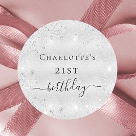 誕生日銀グリッターダストメタルモノグラム ラウンドシール