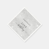 誕生日銀グリッターダストモノグラム明 スタンダードカクテルナプキン (角)