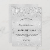 誕生日銀グリッターダスト金エレガント属 インビテーションポストカード (正面/裏面)