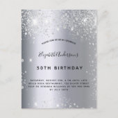 誕生日銀グリッターダスト金属 インビテーションポストカード (正面)
