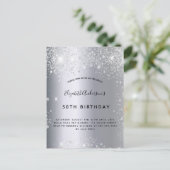 誕生日銀グリッターダスト金属 インビテーションポストカード (スタンド正面)