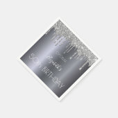 誕生日銀グリッタードライモダンプ スタンダードカクテルナプキン (角)