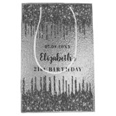 誕生日銀グリッタードリップモノグラム ミディアムペーパーバッグ (正面)