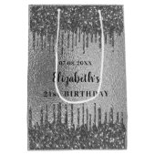 誕生日銀グリッタードリップモノグラム ミディアムペーパーバッグ (裏面)