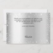 誕生日銀グリッター写真サンキューカード 招待状 (裏面)