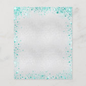 誕生日銀ティール(緑がかった色)グリッター予算 チラシ (裏面)